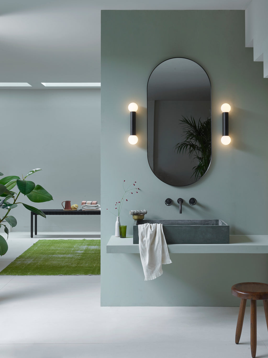 Astro Ortona Twin Bathroom Wall Light in Matt Black