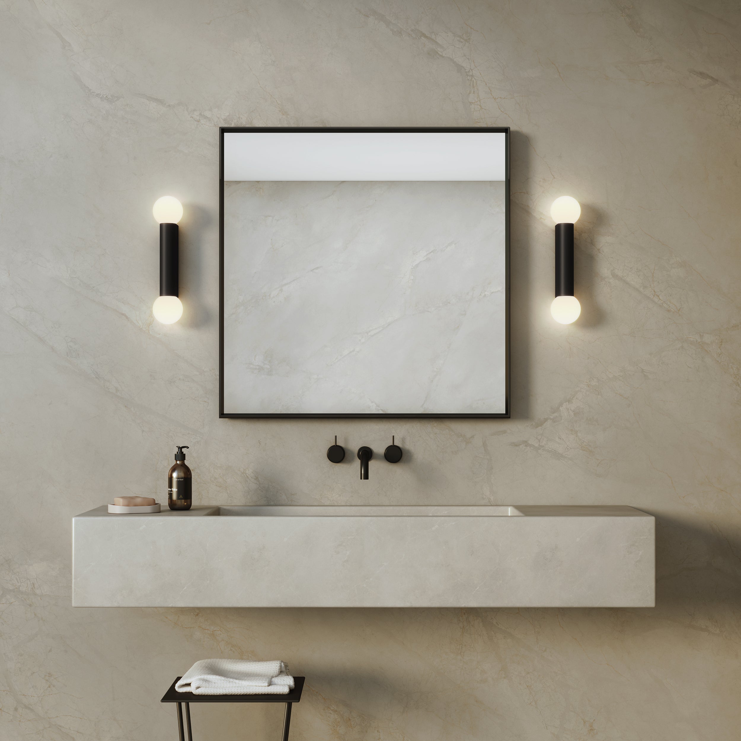 Astro Ortona Twin Bathroom Wall Light in Matt Black