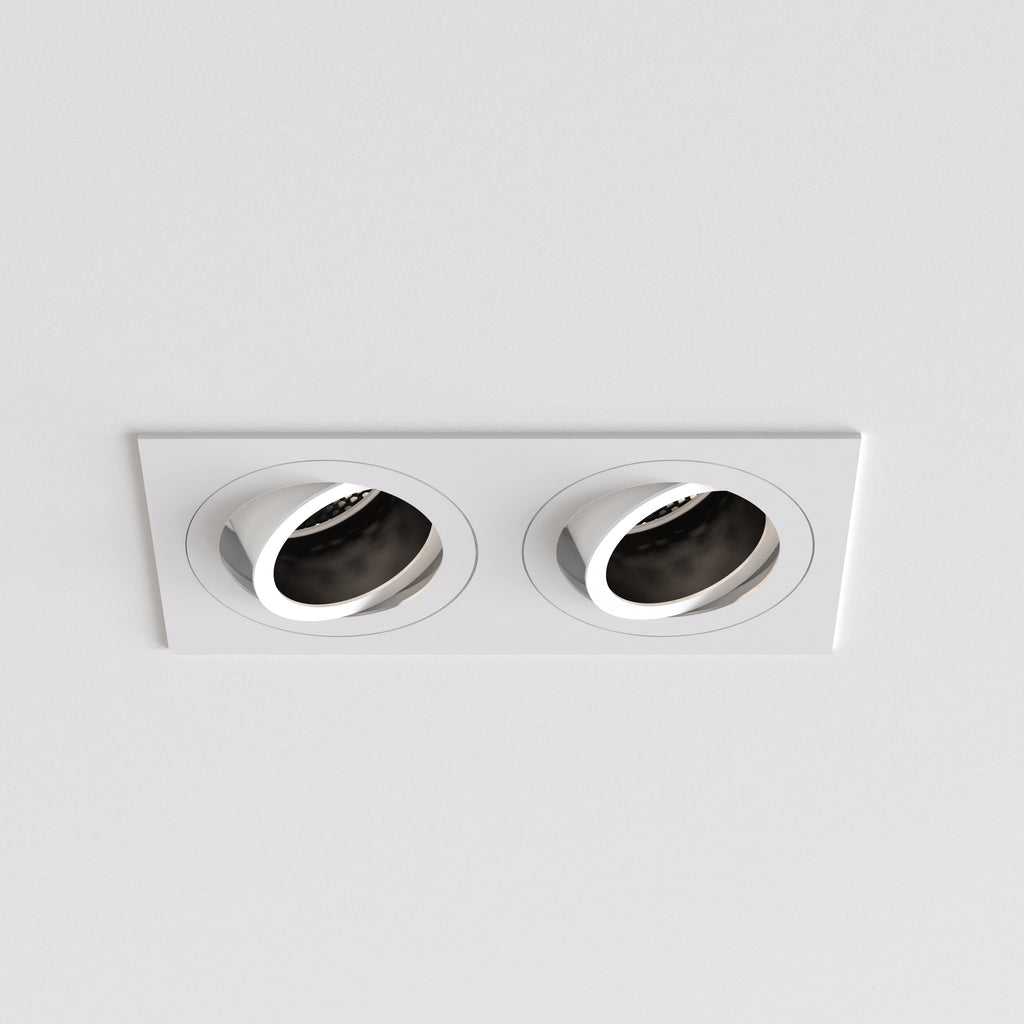 Astro Pinhole Twin Adjustable Downlight Square in Matt White 1434005