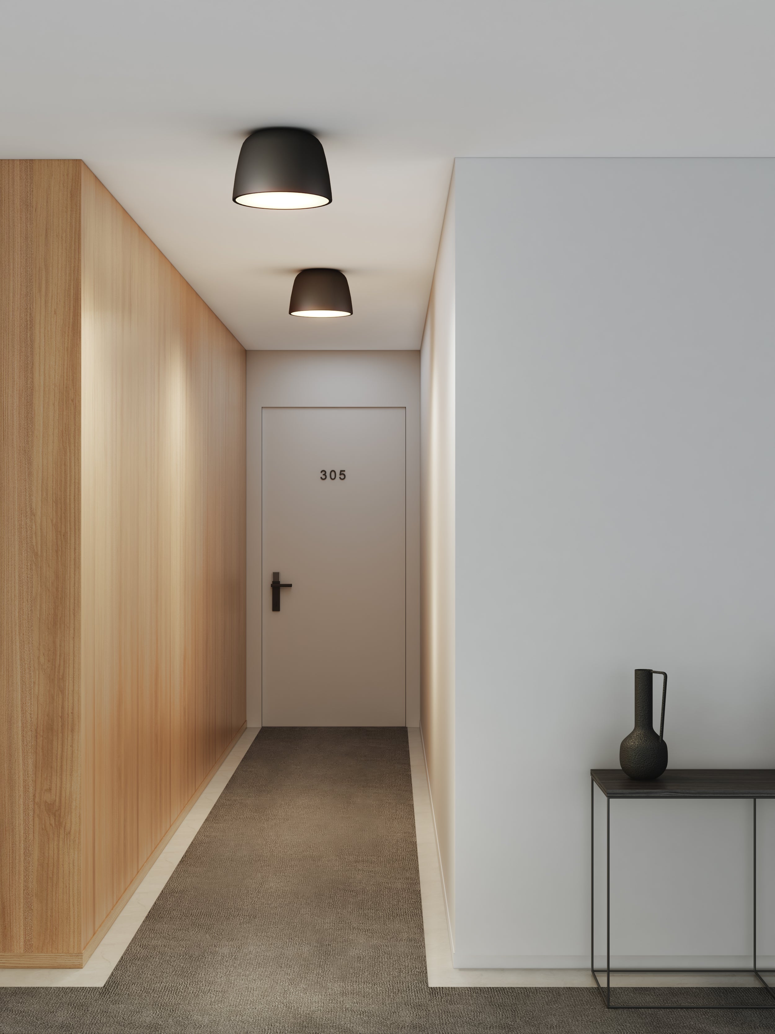 Astro Taiko 300 Flush Ceiling Light in Matt Black