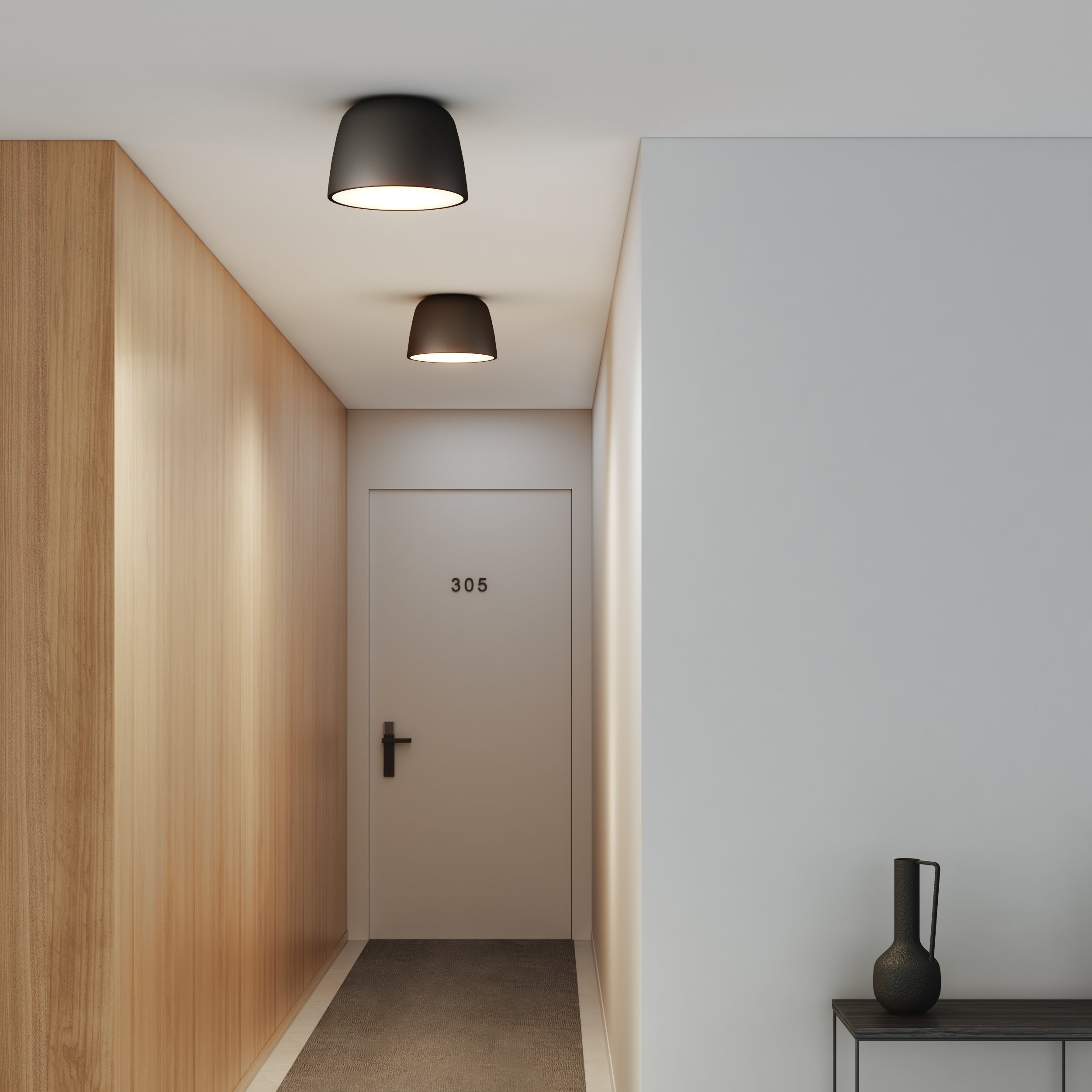 Astro Taiko 300 Flush Ceiling Light in Matt Black