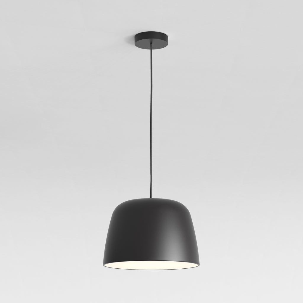 Astro Taiko 300 Pendant Light in Matt Black with Spun Metal Shade