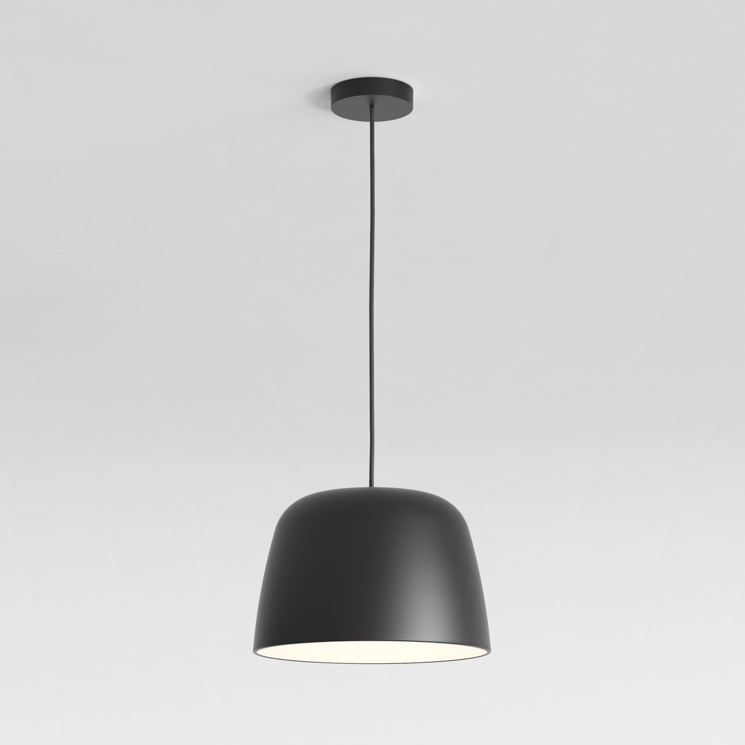 Astro Taiko 300 Pendant Light in Matt Black with Spun Metal Shade