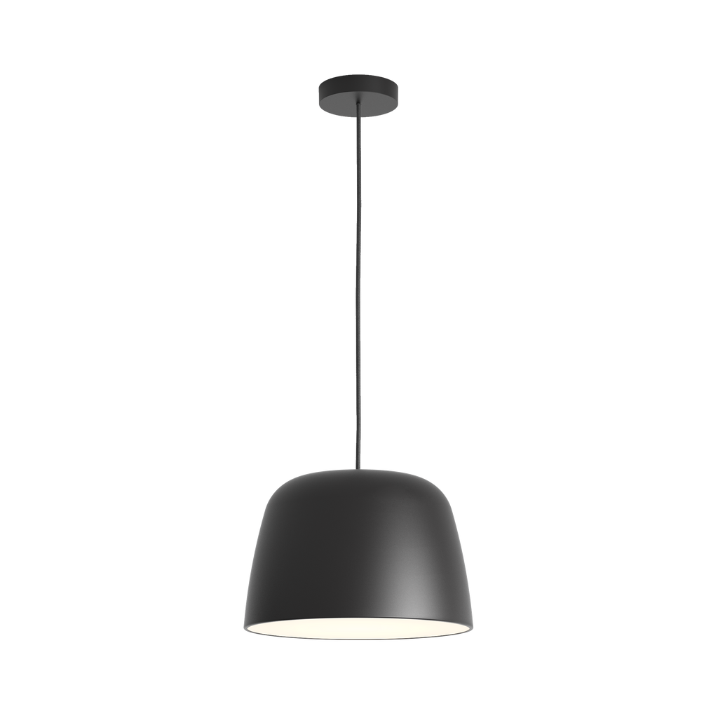 Astro Taiko 300 Pendant Light in Matt Black with Spun Metal Shade