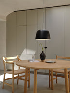 Astro Taiko 300 Pendant Light in Matt Black with Spun Metal Shade