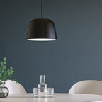 Astro Taiko 300 Pendant Light in Matt Black with Spun Metal Shade