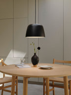 Astro Taiko 300 Pendant Light in Matt Black with Spun Metal Shade