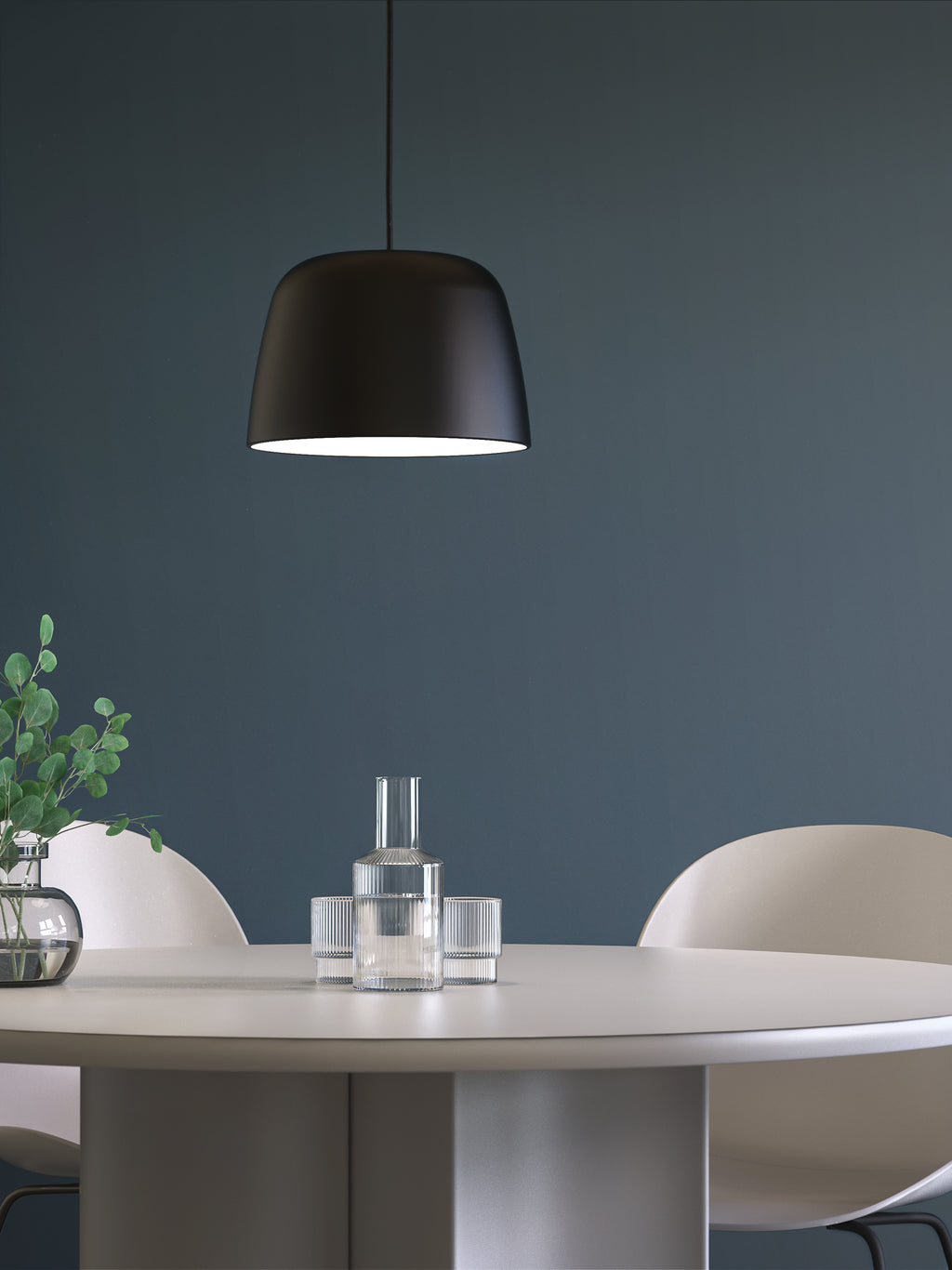 Astro Taiko 300 Pendant Light in Matt Black with Spun Metal Shade