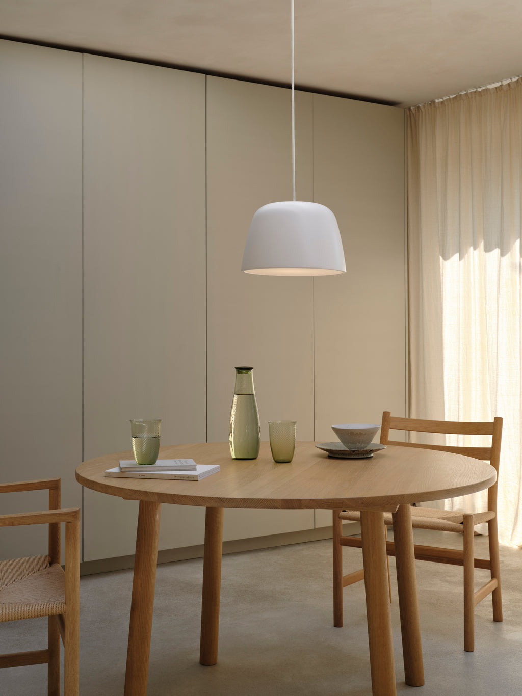 Astro Taiko 300 Pendant Light in Matt White with Spun Metal Shade
