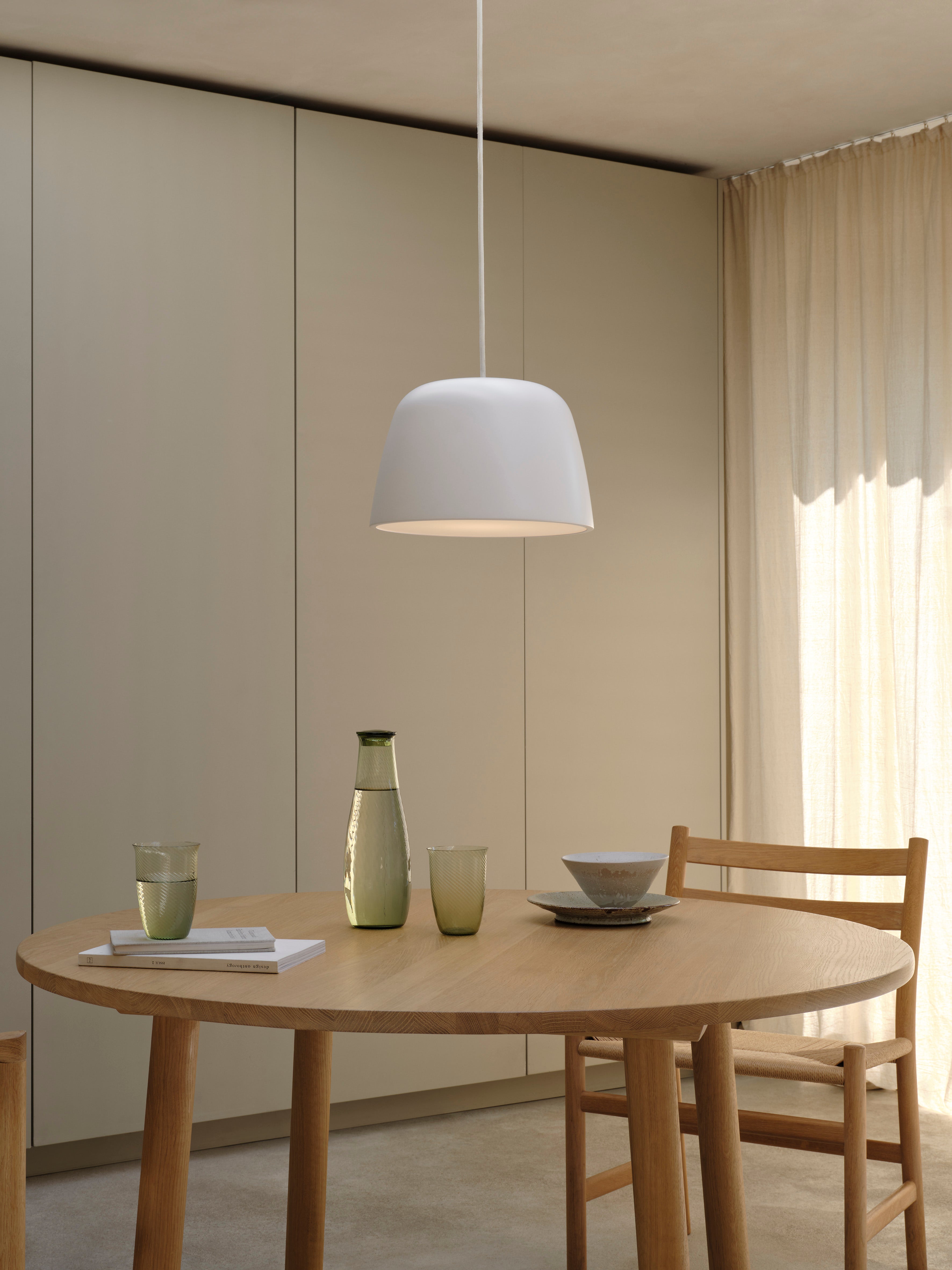 Astro Taiko 300 Pendant Light in Matt White with Spun Metal Shade