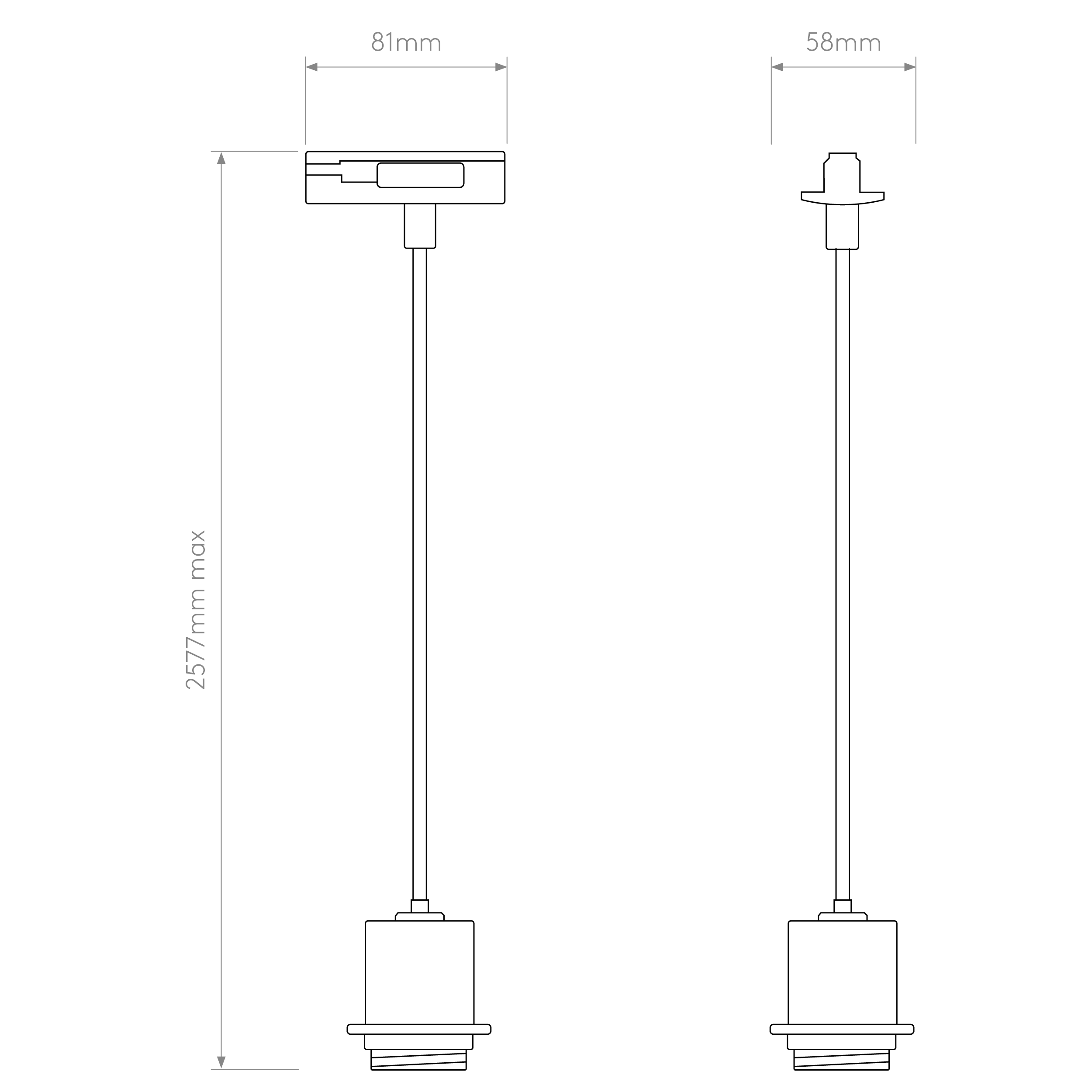 Astro Track Pendant Light Suspension Kit in Matt Black