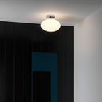 Astro Zeppo Bathroom Ceiling Light in Polished Chrome with Opal Glass Shade