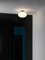 Astro Zeppo Bathroom Ceiling Light in Polished Chrome with Opal Glass Shade