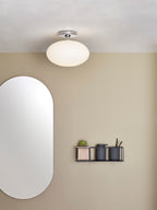 Astro Zeppo Bathroom Ceiling Light in Polished Chrome with Opal Glass Shade
