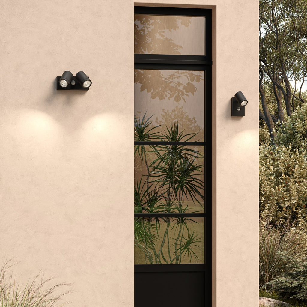 Astro Bayville Twin Spot Sensor Outdoor LED Spotlight in Textured Black