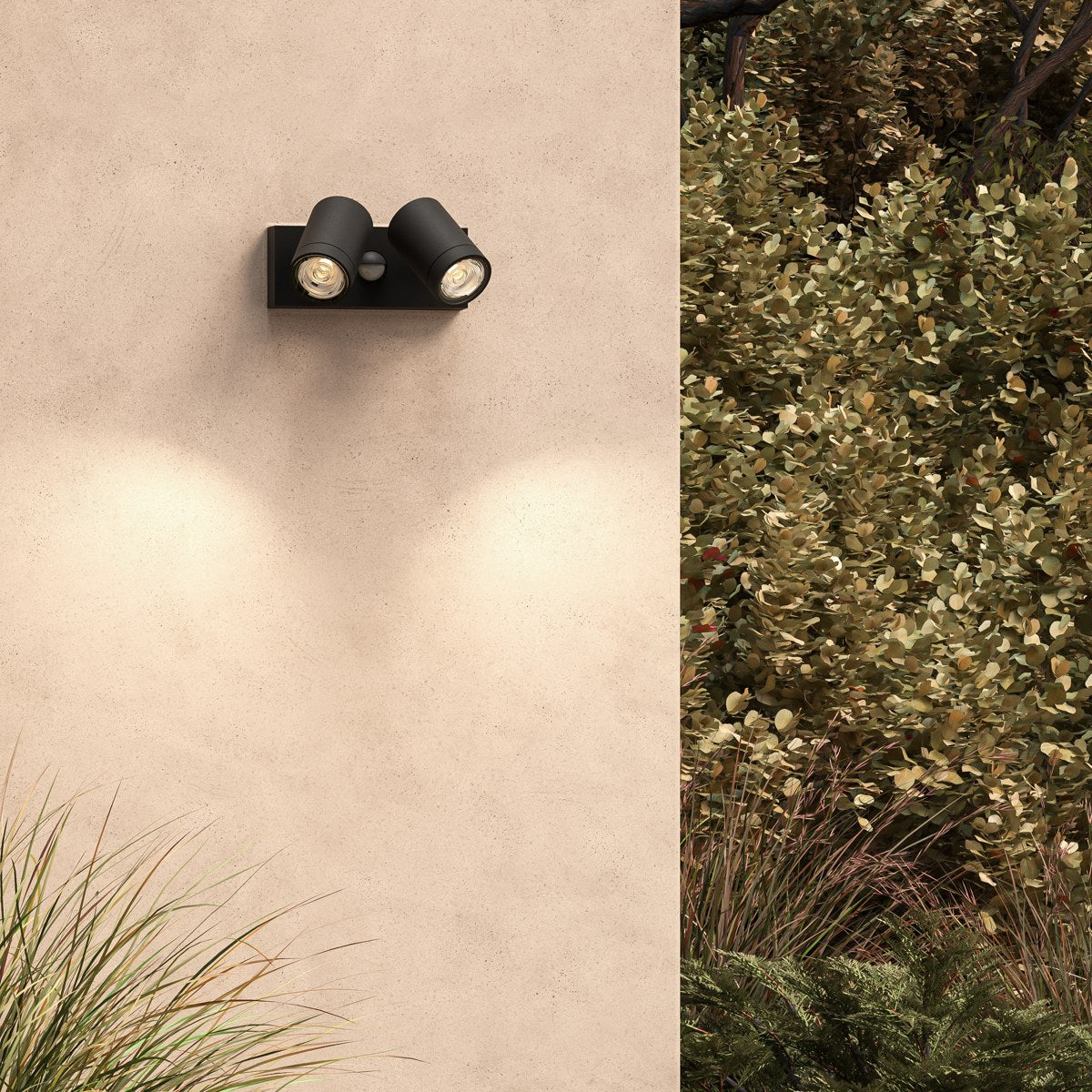 Astro Bayville Twin Spot Sensor Outdoor LED Spotlight in Textured Black