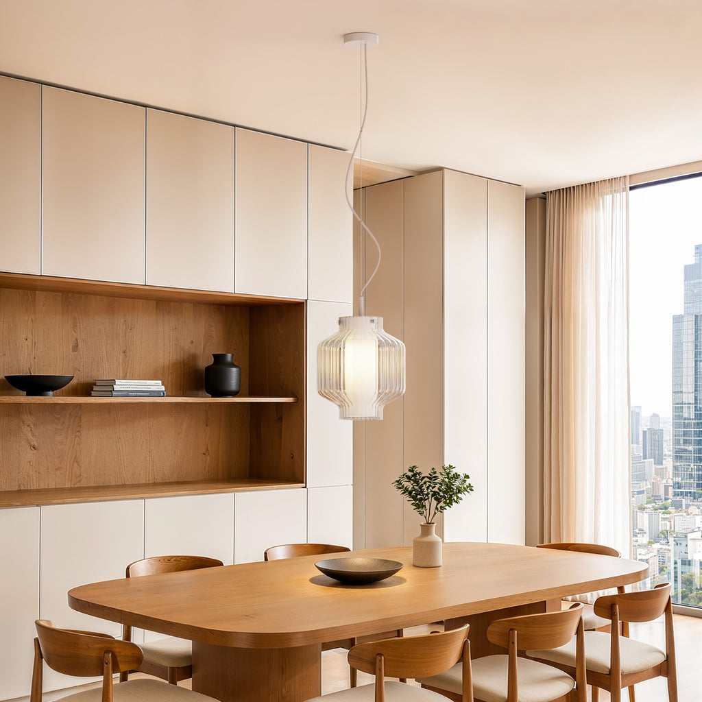 Astro Toro Pendant Light in Matt White with Clear Glass