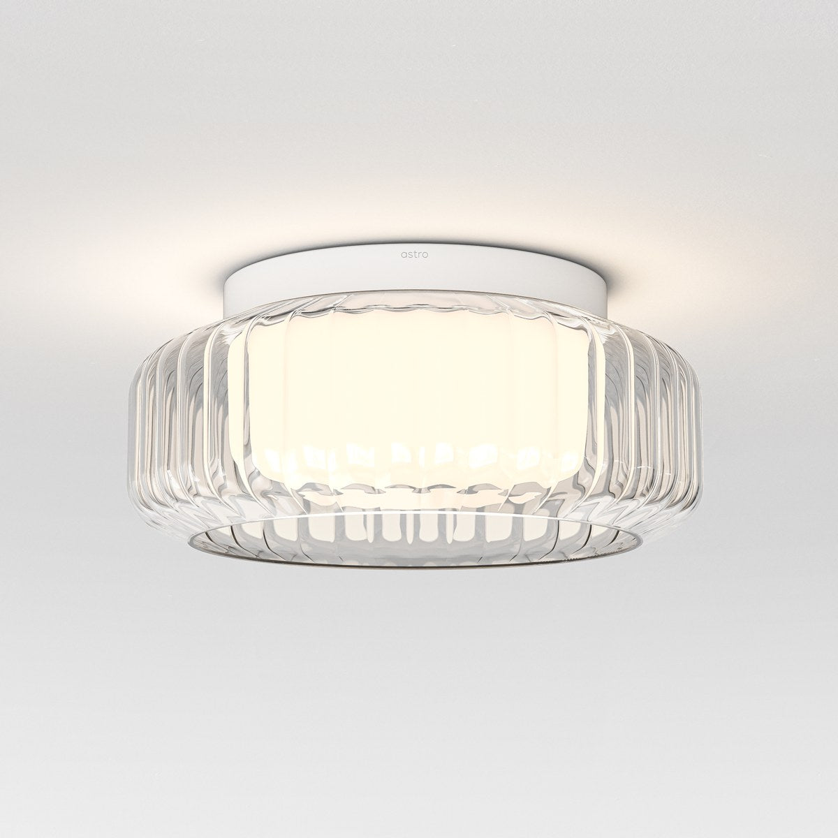 Astro Toro Ceiling 385 Ceiling Light in Matt White with Clear Glass Shade