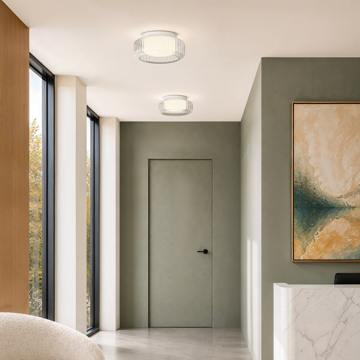 Astro Toro Ceiling 385 Ceiling Light in Matt White with Clear Glass Shade