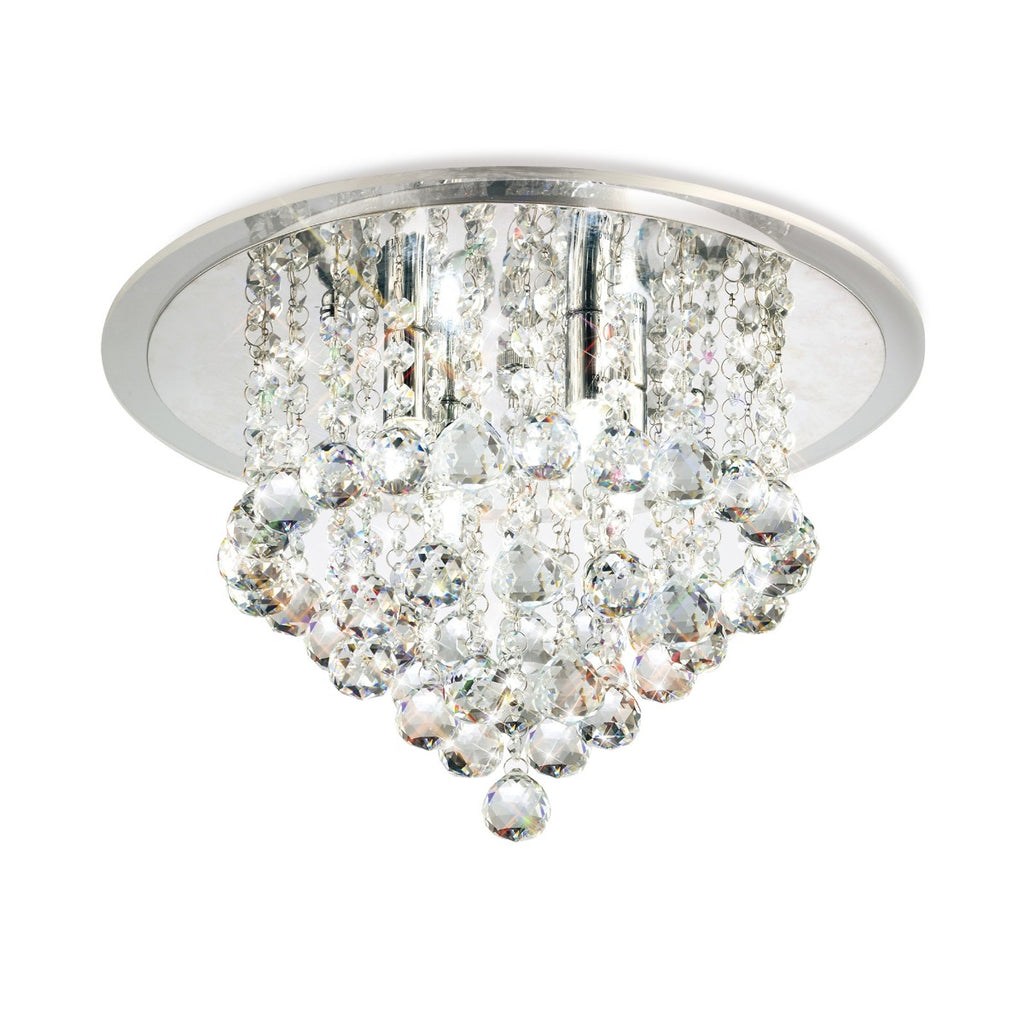 Diyas Atla 4 Light Flush Ceiling Light in Polished Chrome with Acrylic Trim and Crystal