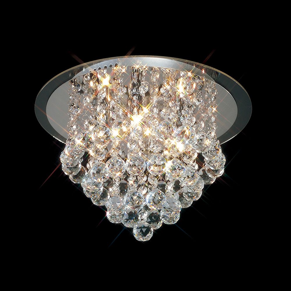 Diyas Atla 4 Light Flush Ceiling Light in Polished Chrome with Acrylic Trim and Crystal