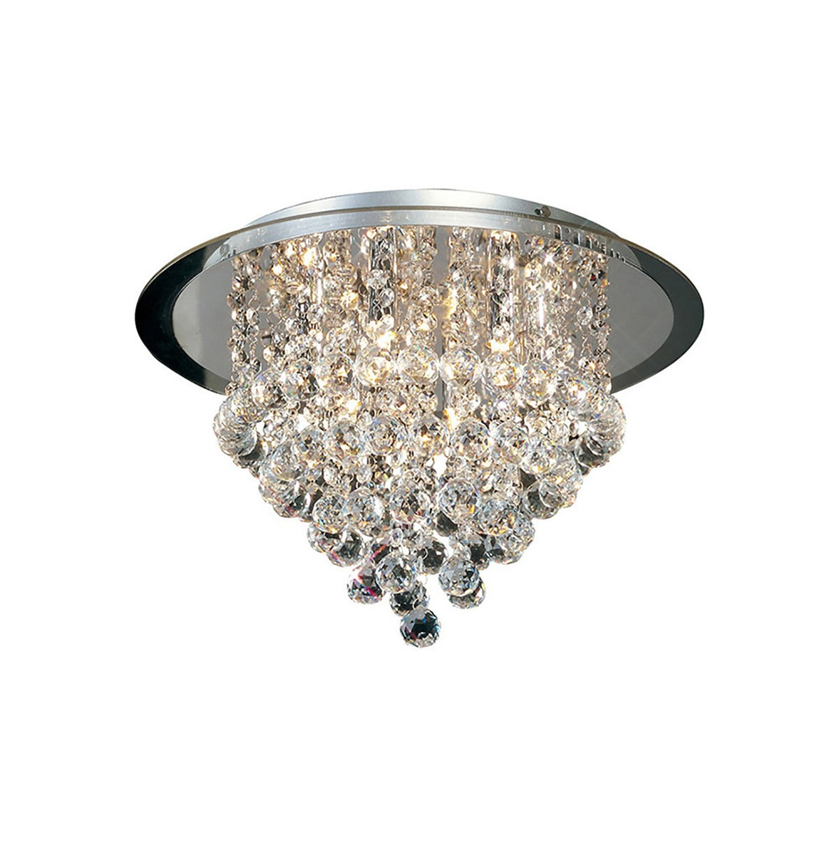 Diyas Atla 6 Light Ceiling Light in Polished Chrome with Acrylic Trim and Black Crystal