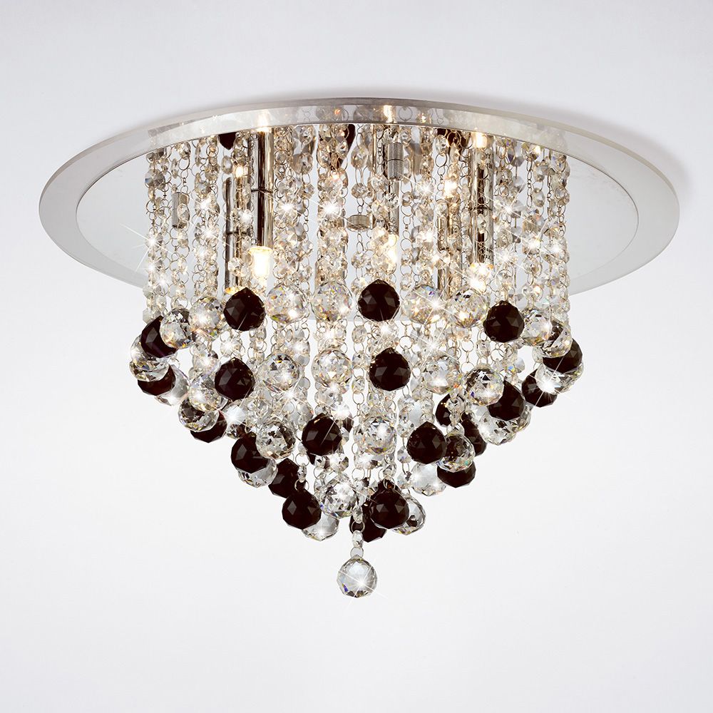 Diyas Atla 6 Light Ceiling Light in Polished Chrome with Acrylic Trim and Crystal