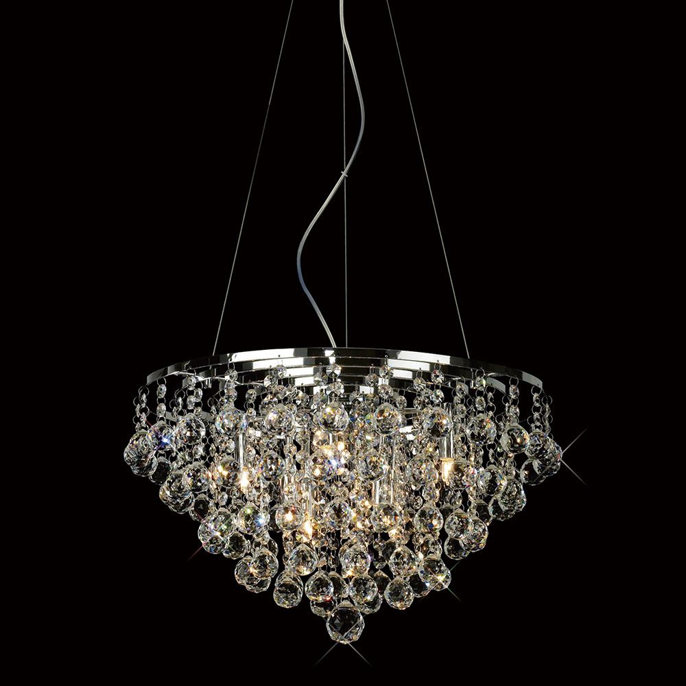 Diyas Atla 8 Light Pendant Light in Polished Chrome with Crystal