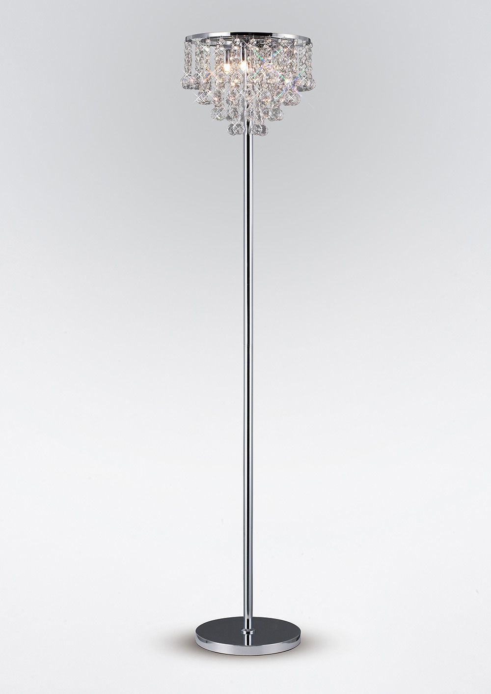 Diyas Atla 4 Light Floor Lamp in Polished Chrome with Crystal