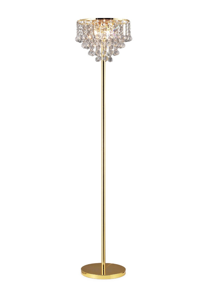 Diyas Atla 4 Light Floor Lamp in French Gold with Crystal