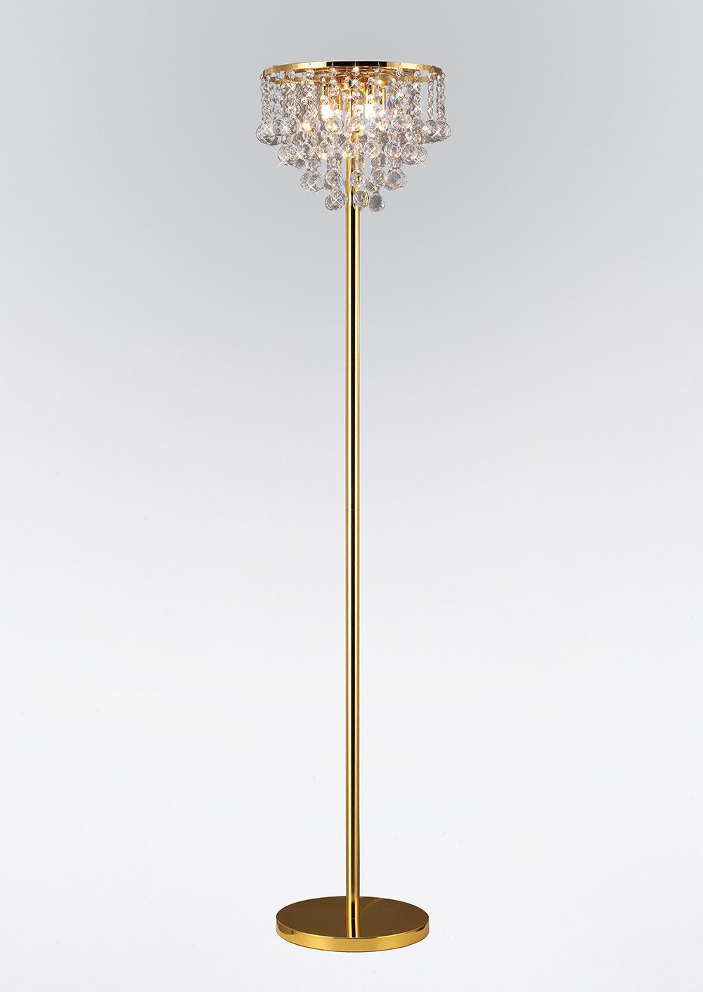 Diyas Atla 4 Light Floor Lamp in French Gold with Crystal