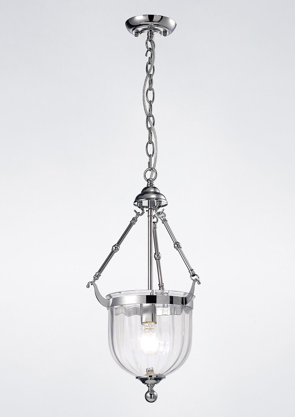 Diyas Aubrey 1 Light Pendant Light in Polished Chrome with Glass
