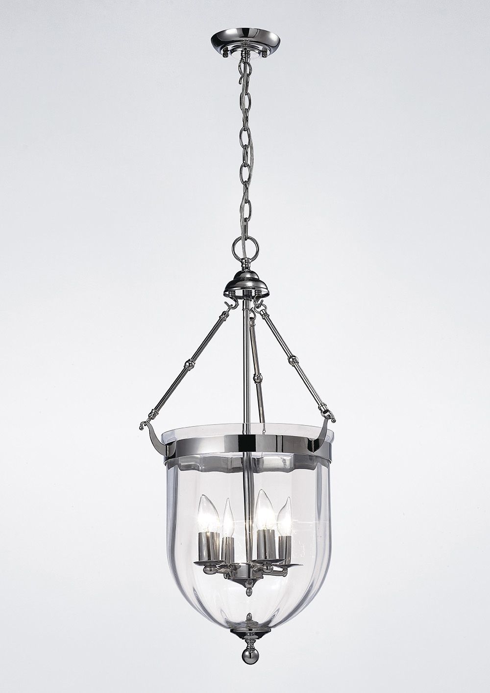 Diyas Aubrey 4 Light Pendant Light in Polished Chrome with Glass