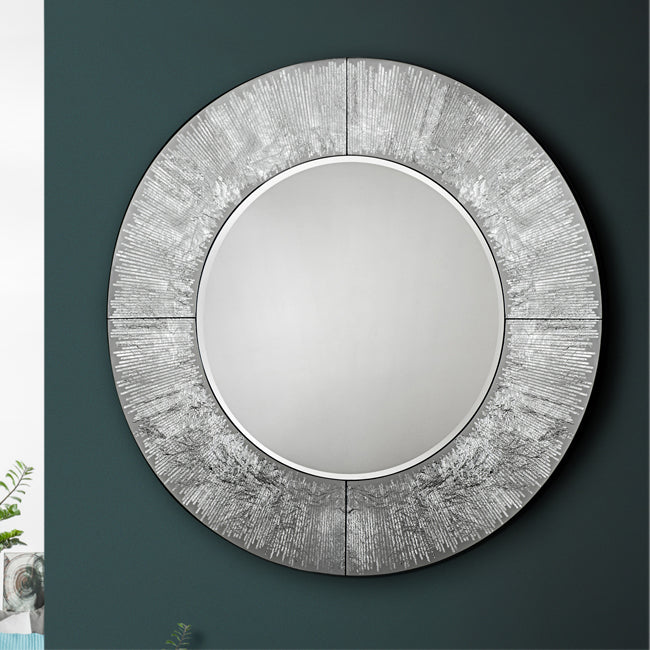Regent Aurora Round Illuminated Mirror in Silver