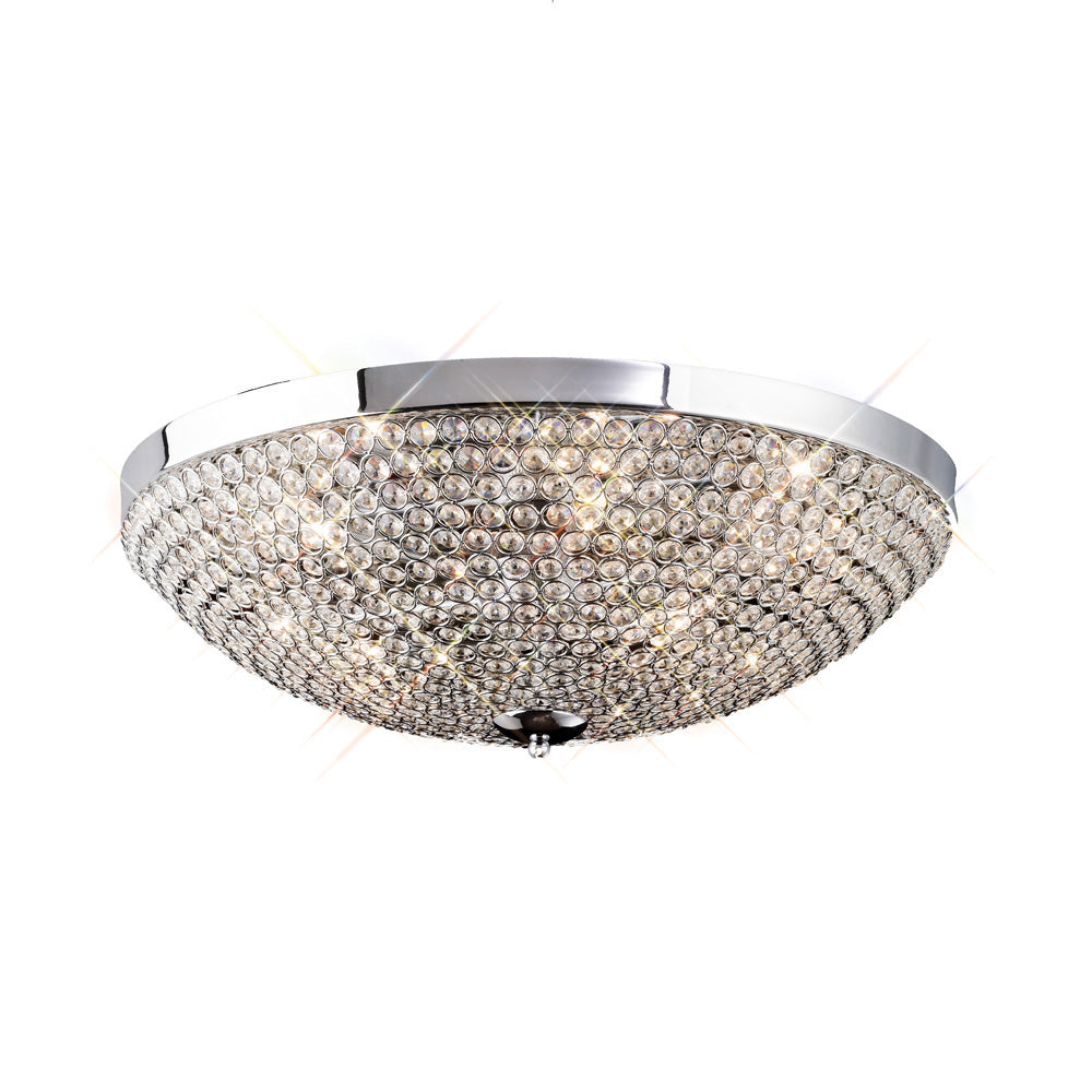 Diyas Ava 6 Light Flush Ceiling Light in Polished Chrome with Crystal