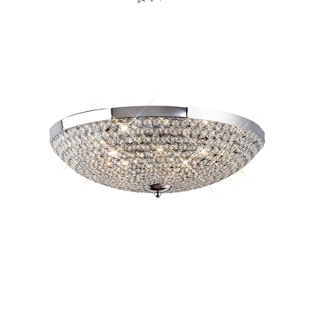 Diyas Ava 9 Light Flush Ceiling Light in Polished Chrome with Crystal
