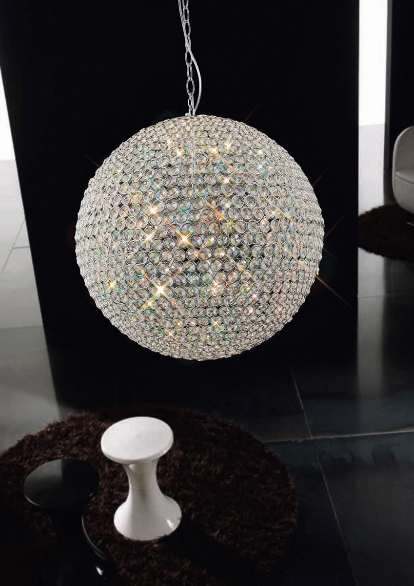 Diyas Ava 9 Light Pendant Light in Polished Chrome with Crystal