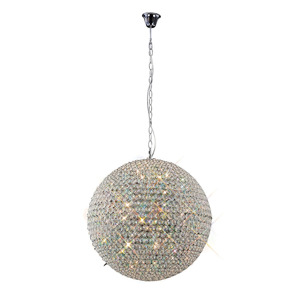 Diyas Ava 9 Light Pendant Light in Polished Chrome with Crystal