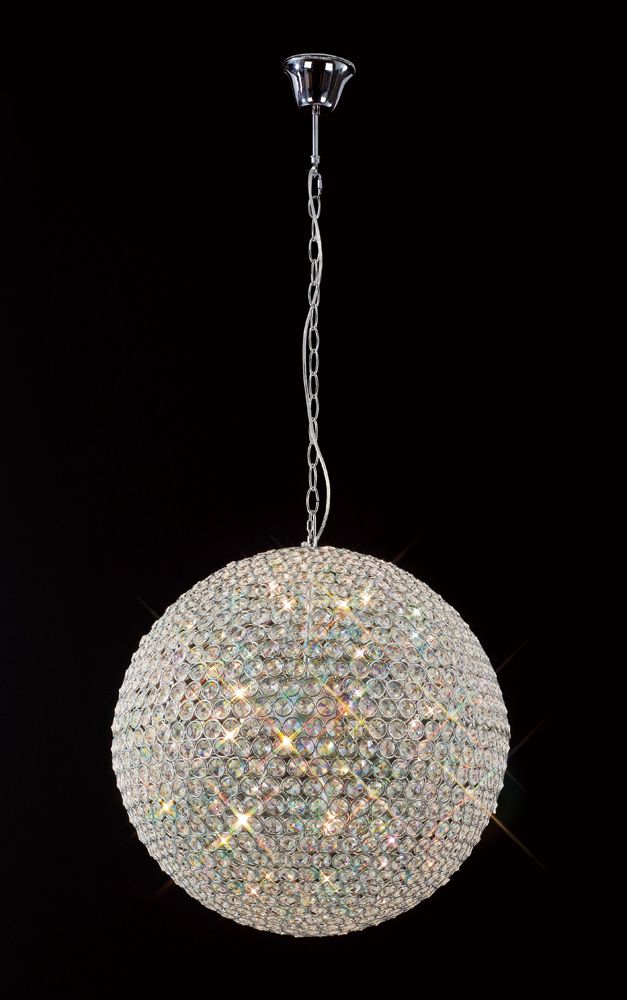 Diyas Ava 9 Light Pendant Light in Polished Chrome with Crystal