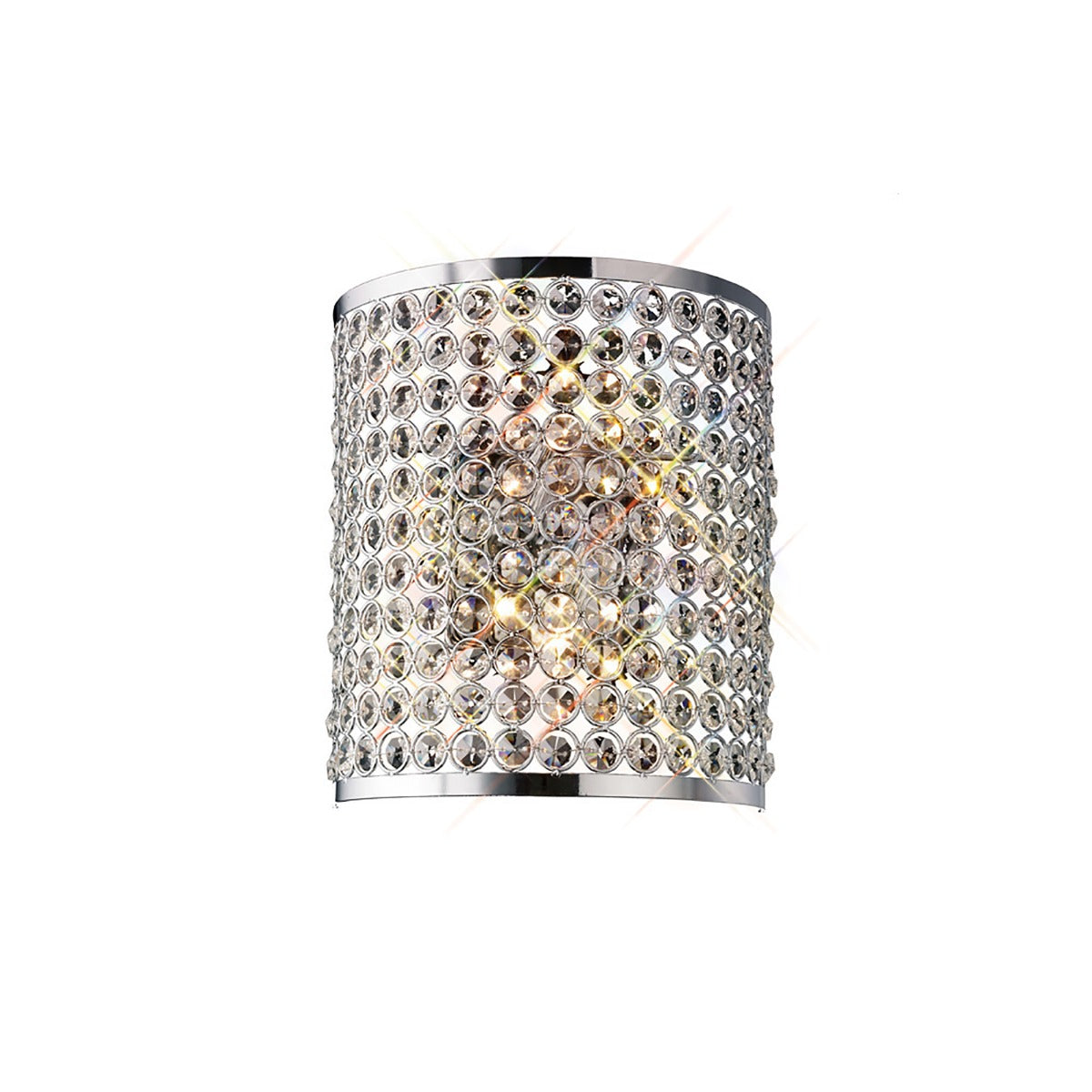 Diyas Ava 2 Light Rectangular Wall Light in Polished Chrome with Crystal