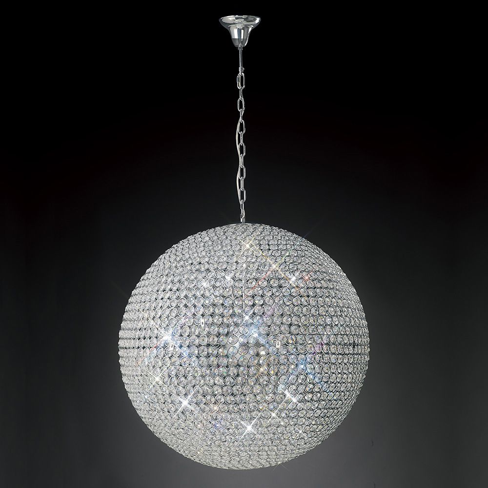 Diyas Ava 12 Light Pendant Light in Polished Chrome with Crystal