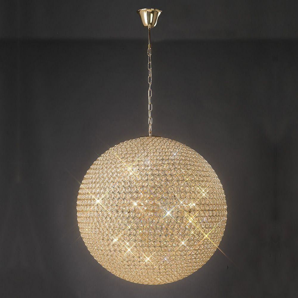Diyas Ava 12 Light Pendant Light in French Gold with Crystal