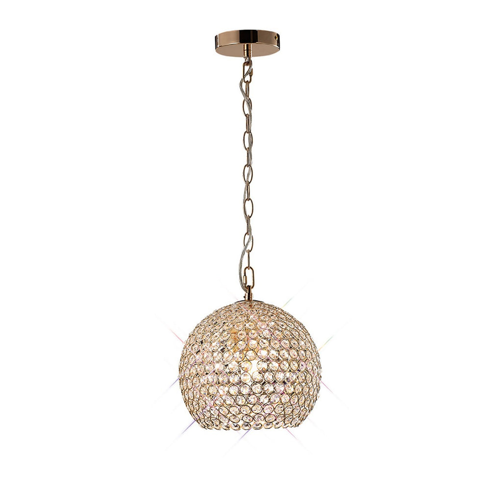 Diyas Ava 4 Light Pendant Light in French Gold with Crystal