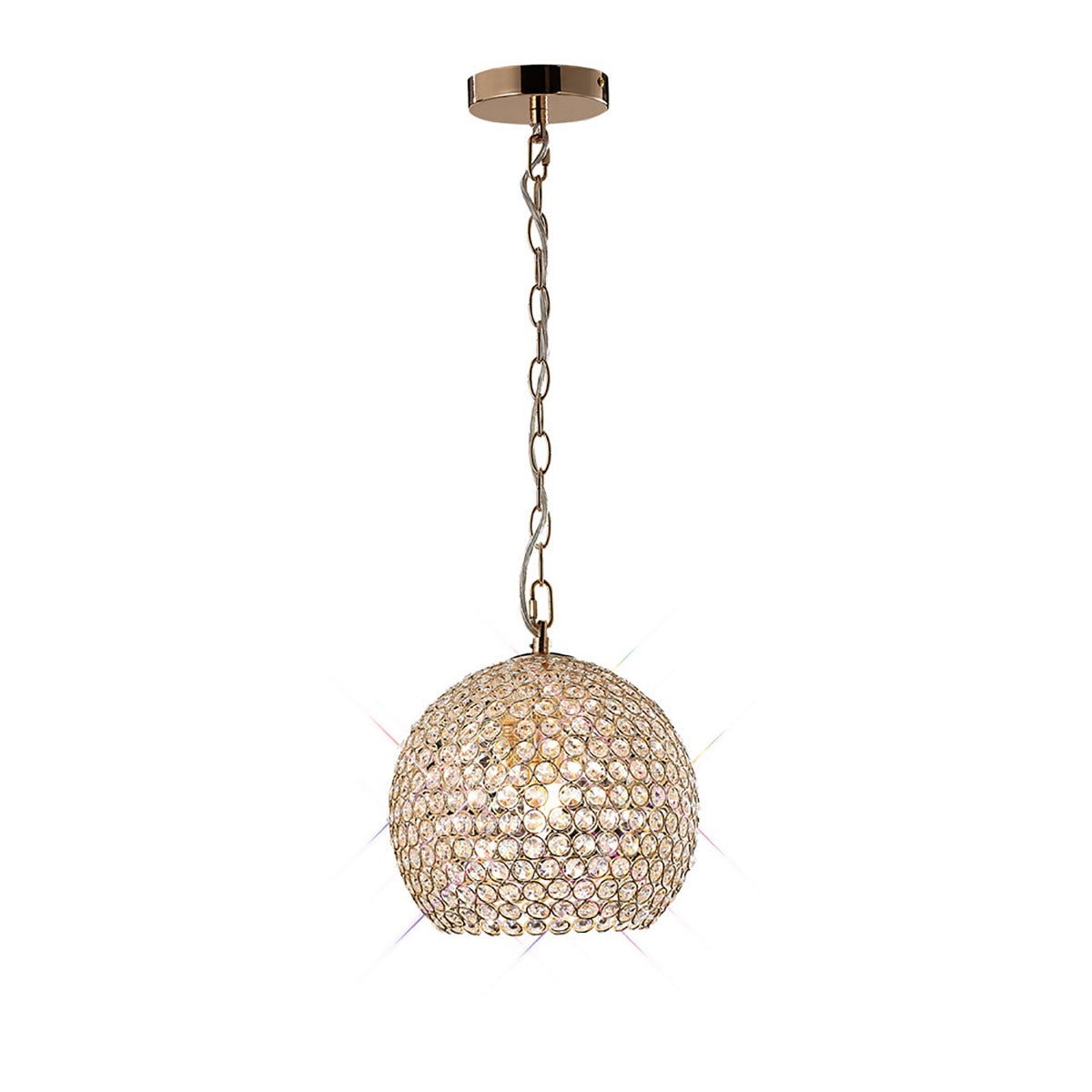 Diyas Ava 4 Light Pendant Light in French Gold with Crystal