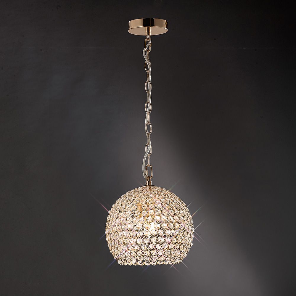 Diyas Ava 4 Light Pendant Light in French Gold with Crystal