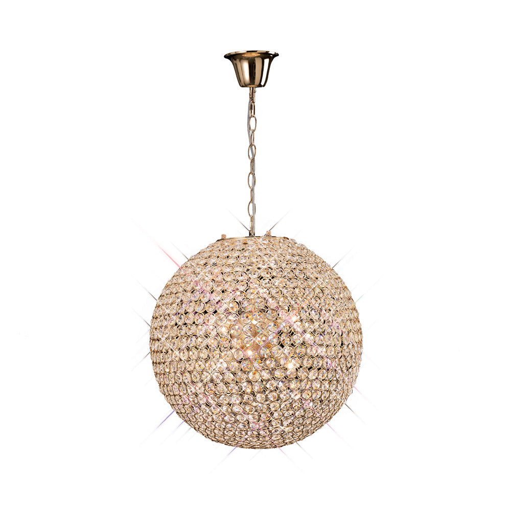 Diyas Ava 7 Light Pendant Light in French Gold with Crystal