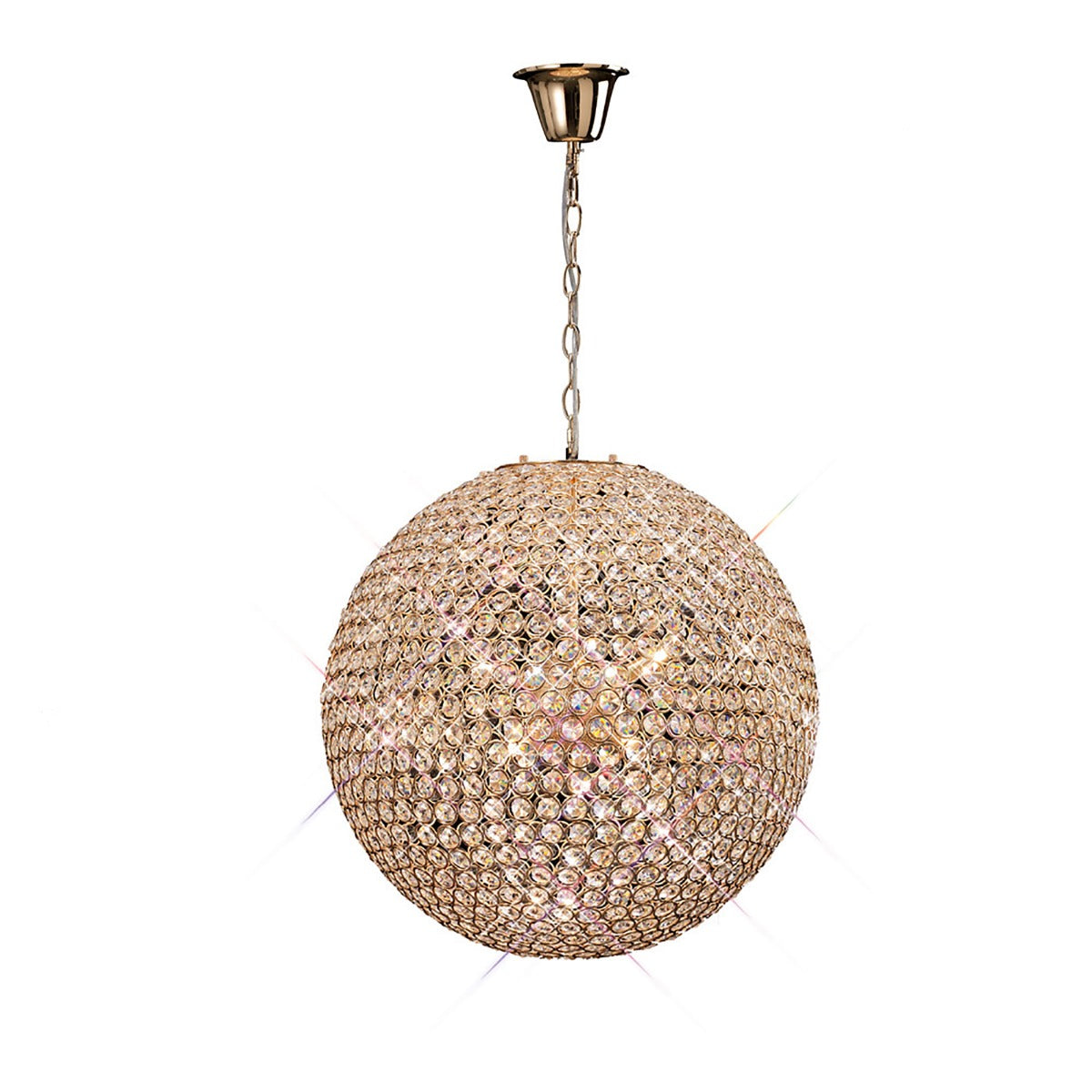 Diyas Ava 9 Light Pendant Light in French Gold with Crystal
