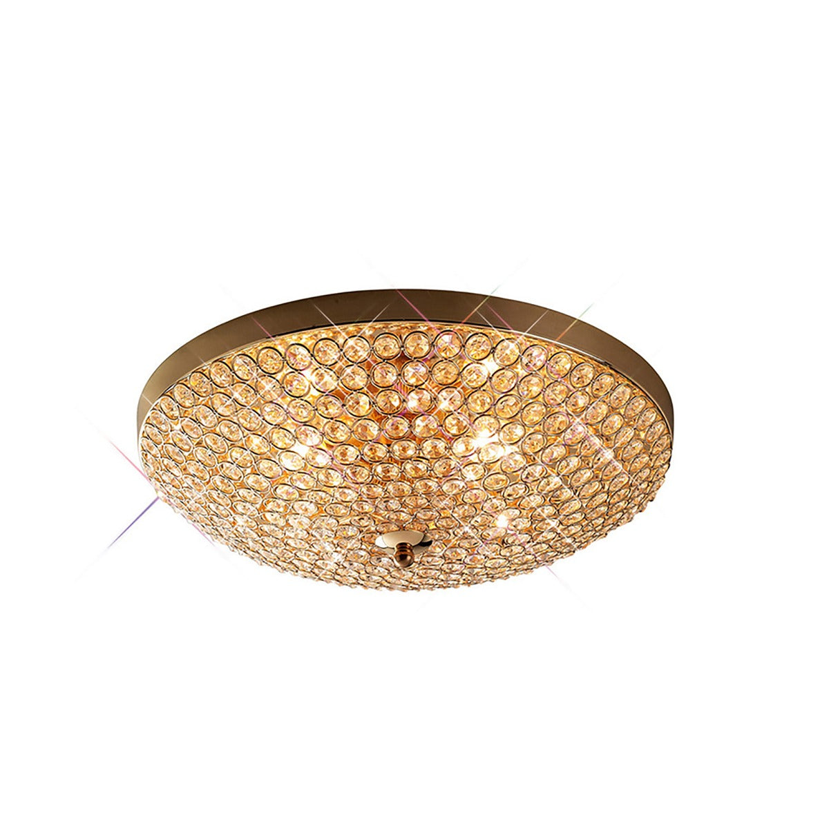Diyas Ava 4 Light Flush Ceiling Light in French Gold with Crystal