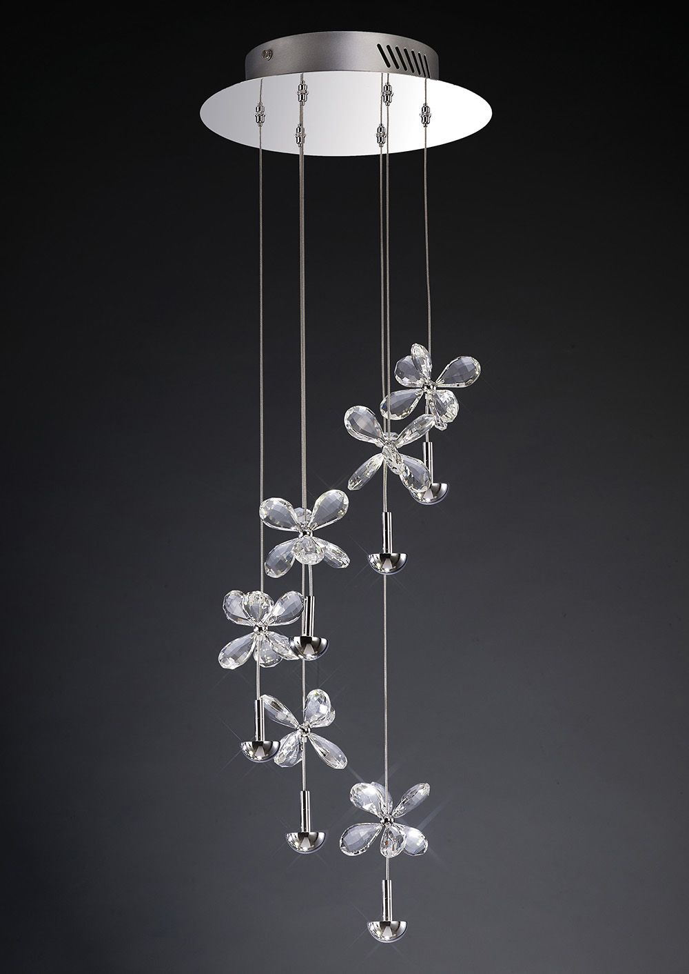 Diyas Aviva 6 Light Spiral Pendant Light in Polished Chrome with Crystal