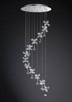 Diyas Aviva 12 Light Spiral Pendant Light in Polished Chrome with Crystal